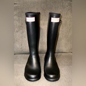 Hunter Black Gloss  Rain Boots Youth Kids Classic Original Tall 4G / 3B